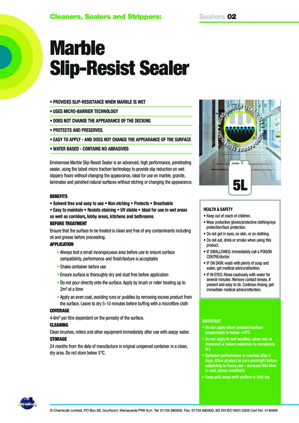 Marble Slip Resist Sealer Datasheet PDF 